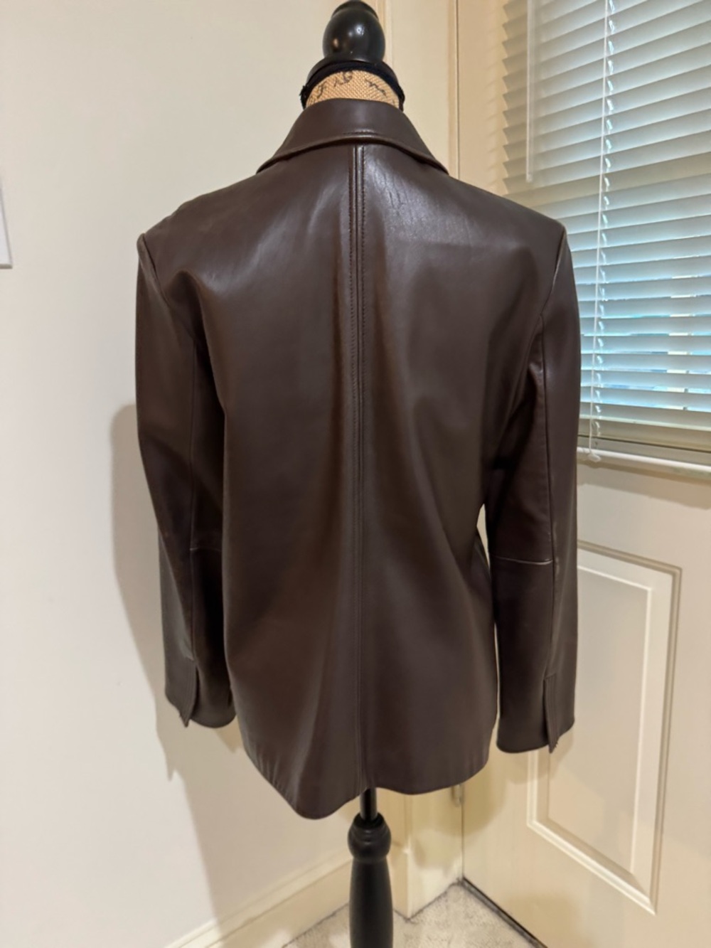 Women's Dark Brown Leather Zip-Front Jacket - Picture 3 of 15